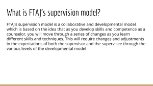 What is FTAJ's supervision model